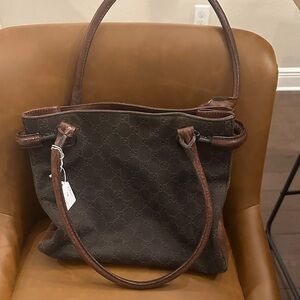 Gucci Dark Brown Tote with Tan Accents vintage!!!